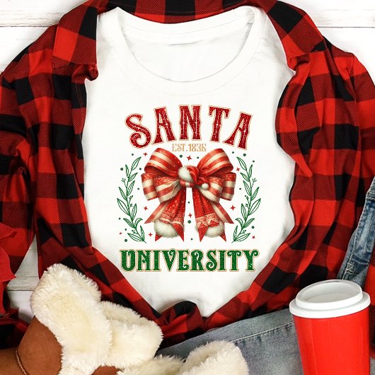 Santa University Bow Coquette Weihnachten Tri-Blend Shirt