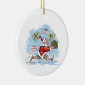 Santa Unprepared round ceramic ornament (Rechts)