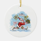 Santa Unprepared round ceramic ornament (Vorne)
