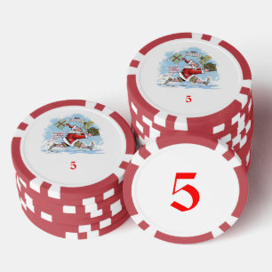 Santa Unvorbereitet 5 Streifen Poker Chip
