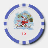 Santa Unvorbereitet blauer 10 gestreifter Poker Ch Pokerchips (Vorderseite)