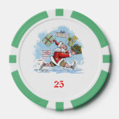Santa Unvorbereitet grüner 25 gestreifter Poker Ch Pokerchips (Vorderseite)