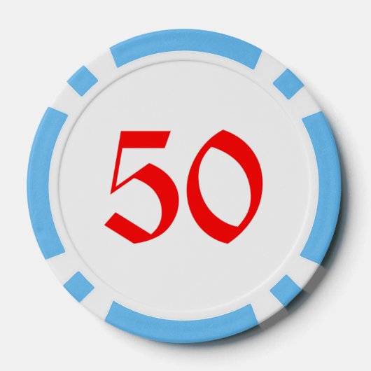Santa Unvorbereitet hellblau 50 gestreifter Poker Pokerchips (Rückseite)