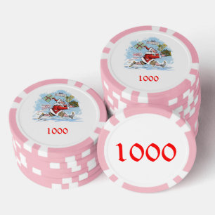 Santa Unvorbereitet rosa 1000 gestreifter Poker Ch Pokerchips