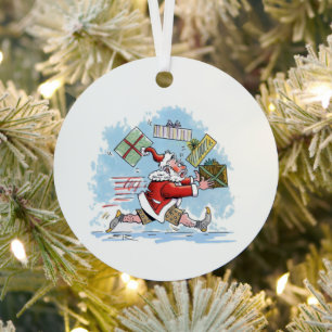 Santa Unvorbereitet runder Metallschmuck Ornament Aus Metall