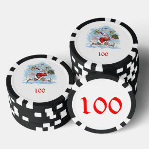 Santa Unvorbereitet schwarzer 100 gestreifter Poke Pokerchips