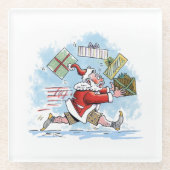 Santa Unvorbereitet Untersetzer aus weißem Glas (Vorderseite)