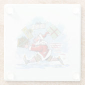 Santa Unvorbereitet Untersetzer aus weißem Glas (Rückseite)