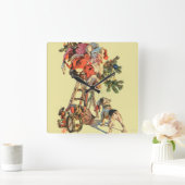 Santa Up a Lady Quadratische Wanduhr (Zuhause)