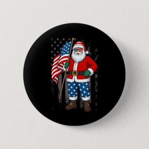 Santa Usa Amerikanische Flagge Weihnachten Im Juli Button