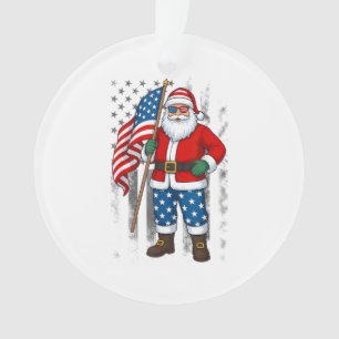 Santa USA Amerikanische Flagge Weihnachten im Juli Ornament