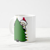Santa versteckt sich hinter Weihnachtsbaum Kaffeetasse (Vorderseite Links)