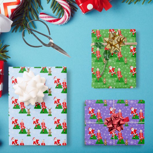 Santa versucht Yoga mit Frau Claus Pattern zu mach Geschenkpapier Set