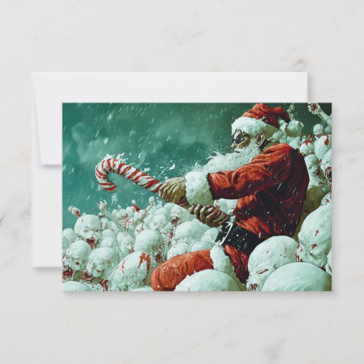 Santa Versus The Snowmen Flat Greeting Card Karte (Vorderseite)