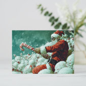 Santa Versus The Snowmen Flat Greeting Card Karte (Stehend Vorderseite)