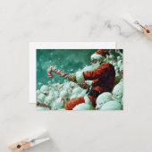 Santa Versus The Snowmen Flat Greeting Card Karte (Vorderseite/Rückseite Beispiel)