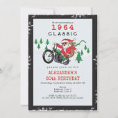 Santa Vintag Classic Motorradfahrer Geburtstag Einladung (Vorderseite)
