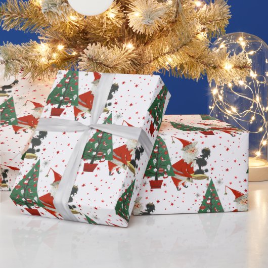Santa Vintag Mitte des Jahrhunderts mit Poodle Geschenkpapier (Feiertage)