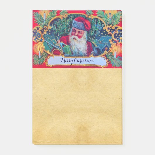SANTA VINTAGE CHRISTMAS PARCHMENT POST-IT KLEBEZETTEL (Vorderseite)