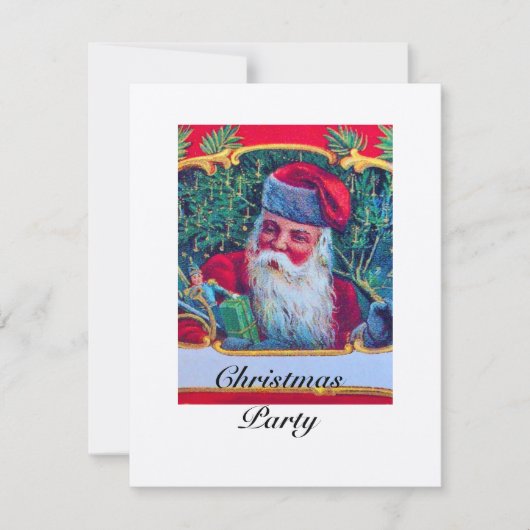 SANTA VINTAGE CHRISTMAS PARTY 1 Champagner Einladung (Vorderseite)