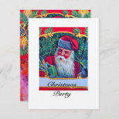 SANTA VINTAGE CHRISTMAS PARTY 1 Champagner Einladung (Vorne/Hinten)
