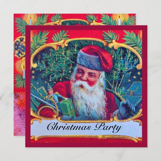 SANTA VINTAGE CHRISTMAS PARTY EINLADUNG (Vorne/Hinten)