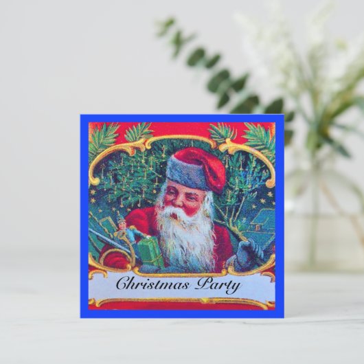 SANTA VINTAGE CHRISTMAS PARTY EINLADUNG (Stehend Vorderseite)