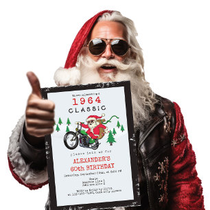 Santa Vintage Classic Motorrad Biker Geburtstag Einladung