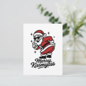 Santa vintage drôle Merry Kissmyass Christmas Feiertagspostkarte (Stehend Vorderseite)