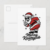 Santa vintage drôle Merry Kissmyass Christmas Feiertagspostkarte (Vorne/Hinten)