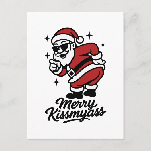 Santa vintage drôle Merry Kissmyass Christmas Feiertagspostkarte (Vorderseite)