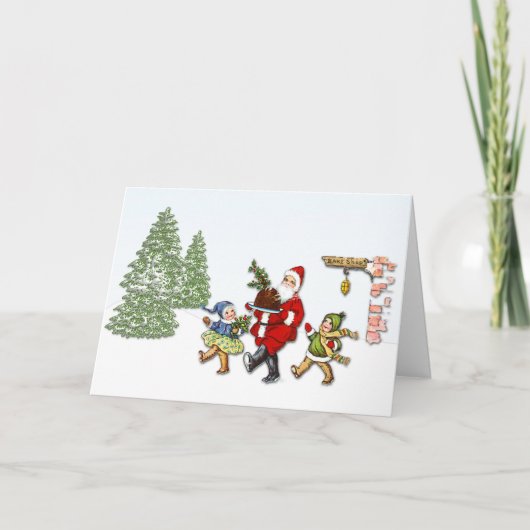 Santa Vintage Feiertagskarte (Vorderseite)