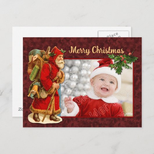 Santa Vintage Gestaltung Feiertagspostkarte (Vorne/Hinten)