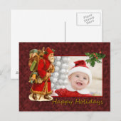 Santa Vintage Gestaltung Feiertagspostkarte (Vorne/Hinten)