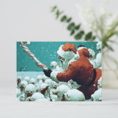 Santa vs Schneemänner Flache Grußkarte Karte (Stehend Vorderseite)