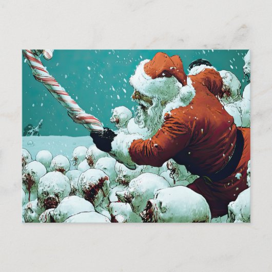 Santa vs Snowmen Flat Greeting Card Postkarte (Vorderseite)