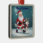 Santa walking a Husky Christmas Ornament (Rechts)