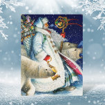 Santa Walking mit Eisbären Feiertagspostkarte<br><div class="desc">Santa Walking mit Eisbären</div>