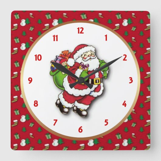 Santa Wall Clock Quadratische Wanduhr (Vorderseite)