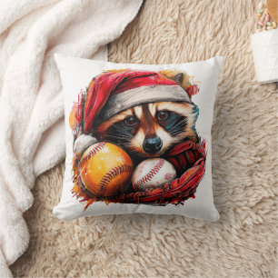 Santa Waschbär & Baseballs Holiday-Wurf-Kissen Kissen