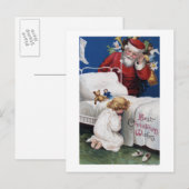 Santa watching Girl Praying Feiertagspostkarte (Vorne/Hinten)