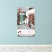 Santa Watching von hinter dem Bildschirm Leinwanddruck (Insitu (Holzboden))