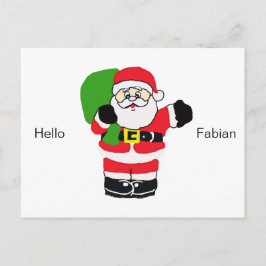 Santa Wave mit Gruß und Namen Feiertagspostkarte
