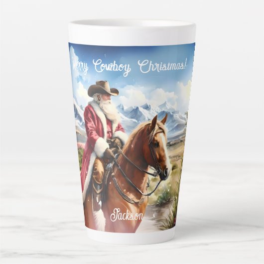 Santa Wearing Cowboy Hat und Reitpferd Milchtasse (Vorderseite)
