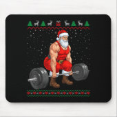 Santa Weightlifting Christmas Deadlift Gym Ugly Sw Mousepad (Vorne)