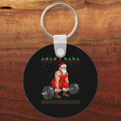 Santa Weightlifting Christmas Deadlift Gym Ugly Sw Schlüsselanhänger (Vorderseite)