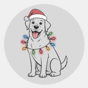 Santa Weihnachten Hunde Liebhaber Labrador Retriev Runder Aufkleber