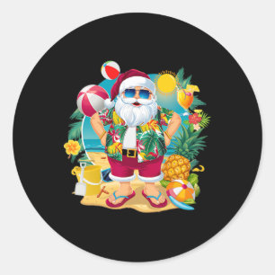 Santa Weihnachten im Juli am Strand Hawaiian Somme Runder Aufkleber