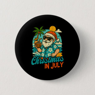 Santa Weihnachten im Juli Palme Xmas Sommer Strand Button