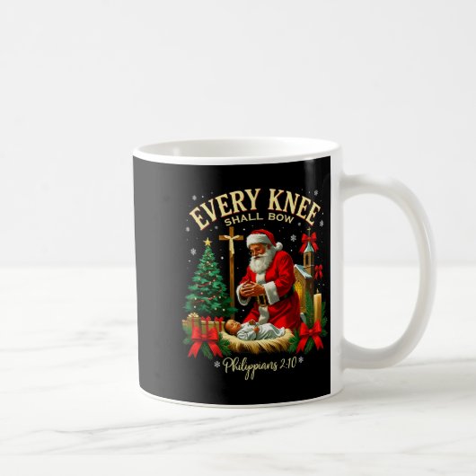 Santa Weihnachten Krippenszene Xmas Every Knee Sha Kaffeetasse (Rechts)